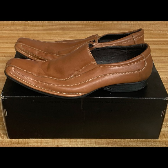 MENS DAYTONA DRESS SHOES SLIP-ON BROWN LEATHER SIZE 12 - Picture 1 of 5